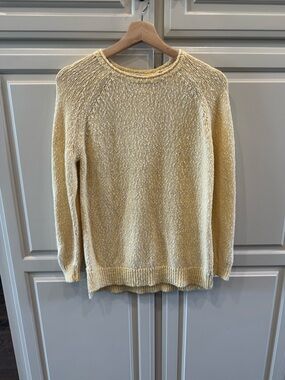 J. McLaughlin Medium Butter Yellow 90s Coastal Fisherman Minimalist Sweater Prep